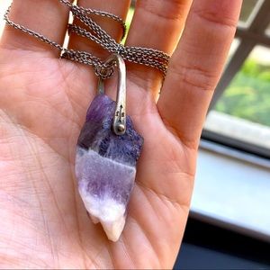 Amethyst Stone Pendant Silver Necklace